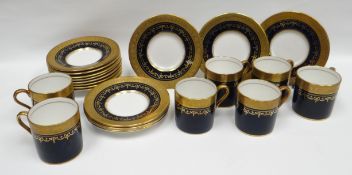 A set of twelve Aynsley 'Georgian, Cobalt Blue' coffee-cans with saucers
