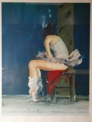 DONALD HAMILTON FRASER printer's proof 4/5 coloured print - seated ballet dancer, signed, 28 x 21ins