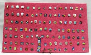 A panel of approximately 110 Butlin's souvenir pin-badges from various British seaside holiday
