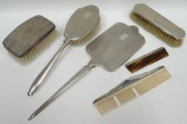 A parcel of part-silver dressing-table items