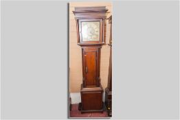 An 18th Century oak and crossbanded longcase clock of neat proportions having a square hood with
