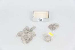 A parcel of pre-1950 British silver coinage, mainly three pence pieces, 350 gms (11.2 ozs)