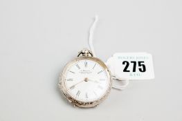 A ladies silver 935 encased key-wind silver fob watch (no keys) Swiss made, Roman numerals and