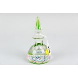 A Crieff Scotland Perthshire glass bottle paperweight, green-based millefiori cane decoration with