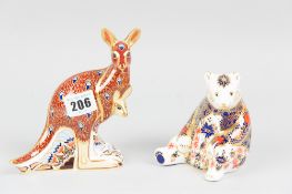 A Royal Crown Derby kangaroo with young in pouch from the Australian collection 1999 and a Royal