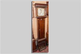 An 18th Century oak longcase clock with square painted dial, thirty hour movement, marekd Stripling,
