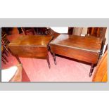 A Victorian mahogany drop leaf Pembroke table having an end opening drawer and an end false drawer