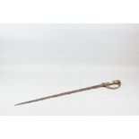 A possibly German twentieth century sword with plain single edged 70cm blade, cast brass hilt with