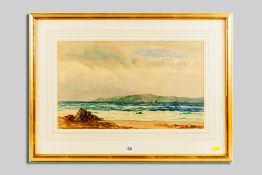 P MACGREGOR WILSON watercolour - coastal scene with distant yachts, signed, 29 x 49 cms