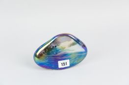 A John Ditchfield glass form boulder paperweight with iridescent underwater style decoration,