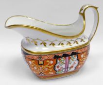 SWANSEA porcelain - cream jug of rounded rectangular shape having a wide elongated spout, high