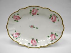 SWANSEA porcelain - an oval centre-dish with irregular lobed border and narrow foot rim, painted