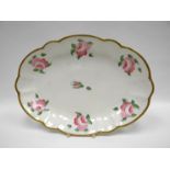 SWANSEA porcelain - an oval centre-dish with irregular lobed border and narrow foot rim, painted