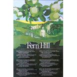 WELSH ARTS COUNCIL 1970s Design Systems framed poster (unknown artist) - 'Fern Hill' by Dylan