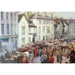 RHONA THELWELL 1973 limited edition (125/500) colour print - livestock in Lampeter, West Wales
