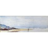 ROSARIO ASPA watercolour - figures on beach, titled and signed verso 'Caswell Bay, Gower, August 30,