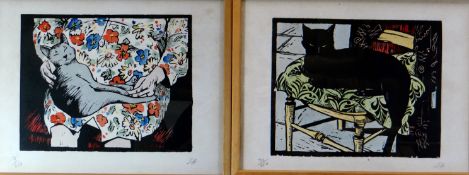 JONATHAN HEALE a pair of coloured limited edition (20/250 and 28/250) prints, the first of a black