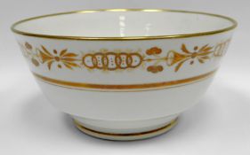 SWANSEA porcelain - a footed tea bowl with tapering body and flanged foot-rim decorated in pattern