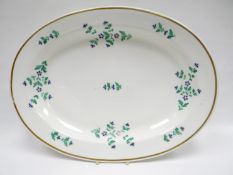 SWANSEA porcelain - oval meat dish, of plain form, painted with sprigs of cornflower and having a