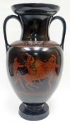 DILLWYN POTTERY - large twin-handled amphora-shaped vase, having an all-round black glaze and