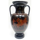 DILLWYN POTTERY - large twin-handled amphora-shaped vase, having an all-round black glaze and