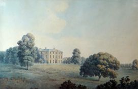 MOSES GRIFFITHS watercolour - Georgian mansion and grounds, entitled on Walker Galleries label verso