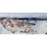 VINCENT WILSON mixed media entitled verso 'Hill side in January', signed and dated 1980, 3.5 x 7 ins