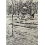 JANE CORSELLIS charcoal on paper - entitled on Bankside Gallery label verso 'Light Snow,