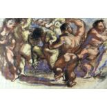 TR ROTHWELL watercolour/mixed media - study of dancing nude figures, signed and inscribed 'There are