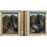 WILLIAM E JONES (fl. 1849-1870) oil on boards, a pair - landscapes in contemporaneous gilt frames,