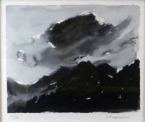 SIR KYFFIN WILLIAMS RA limited edition coloured (82/150) print - 'Stormy Mountainscape Snowdon',