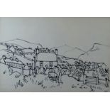 SIR KYFFIN WILLIAMS RA brush and ink - Nantlle village entitled verso 'Talsarn' (sic) to label,
