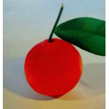 ROBERT McPARTLAND oil on board - an orange with stalk and leaf entitled verso 'Orange II' with