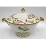 SWANSEA porcelain, painted by, or in the style of, WILLIAM POLLARD - sauce tureen and cover on a
