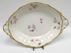 NANTGARW porcelain - large centre dish having moulded acanthus to the twin-handles, gilt trim and