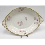 NANTGARW porcelain - large centre dish having moulded acanthus to the twin-handles, gilt trim and