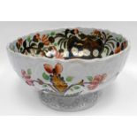 GAUDY WELSH POTTERY (STAFFORDSHIRE) - a punch bowl with crimped rim, moulded body and moulded foot