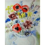 SHEILA KNAPP FISHER watercolour - study of poppies and other flowers in a jug, signed and dated