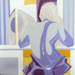 GOMER LEWIS acrylic on canvas -  semi-abstract entitled verso 'Nude Back Abs', signed and dated '70,