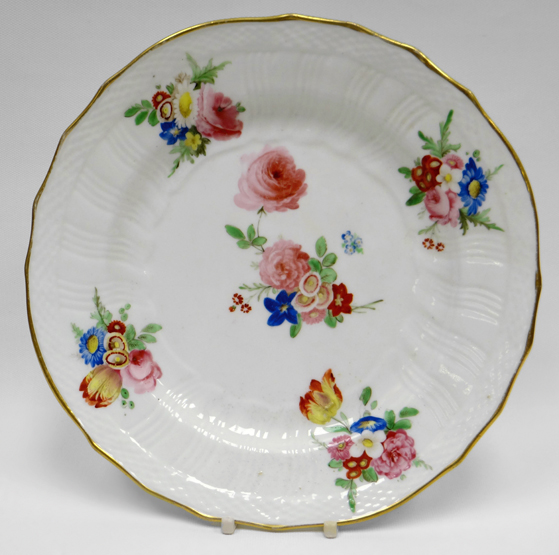 SWANSEA porcelain - dessert plate with wavy rim, the border embossed with a narrow continuous band