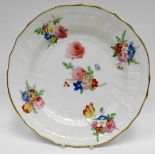 SWANSEA porcelain - dessert plate with wavy rim, the border embossed with a narrow continuous band