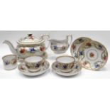 SWANSEA porcelain - part tea-service, London decorated with flowing gilt-work foliage and painted