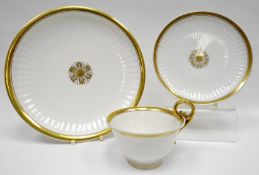 SWANSEA porcelain - cup, saucer and dish trio in the 'Paris Flute' design, undecorated but for