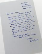 DYLAN THOMAS A handwritten letter by Dylan Thomas on Basildon Bond note-paper, addressed 'Dear Wynne