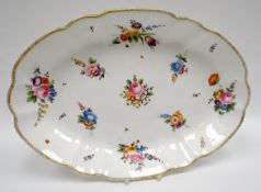 NANTGARW porcelain - oval dish of alternate lobed form, with sharp incline downwards from the edging