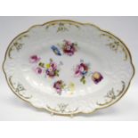 SWANSEA porcelain - oval dish of alternating lobed form with a floral moulded border, moulded and