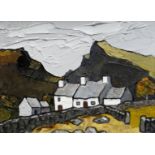 DAVID BARNES oil on board - Snowdonia upland cottages, signed with initials, 10 x 14.5ins (26 x