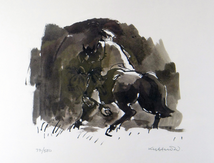 SIR KYFFIN WILLIAMS RA limited edition (78/500) print - gaucho on horseback signed in full, 16 x