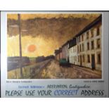 GEORGE CHAPMAN poster/print - street scene with view of harbour at Aberaeron, original poster