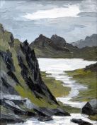 DAVID BARNES oil on canvas - Snowdonia landscape, signed with initials, 19 x 15ins (48 x 38cms)